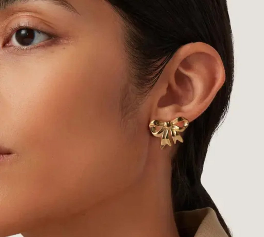 Golden bow knot earrings