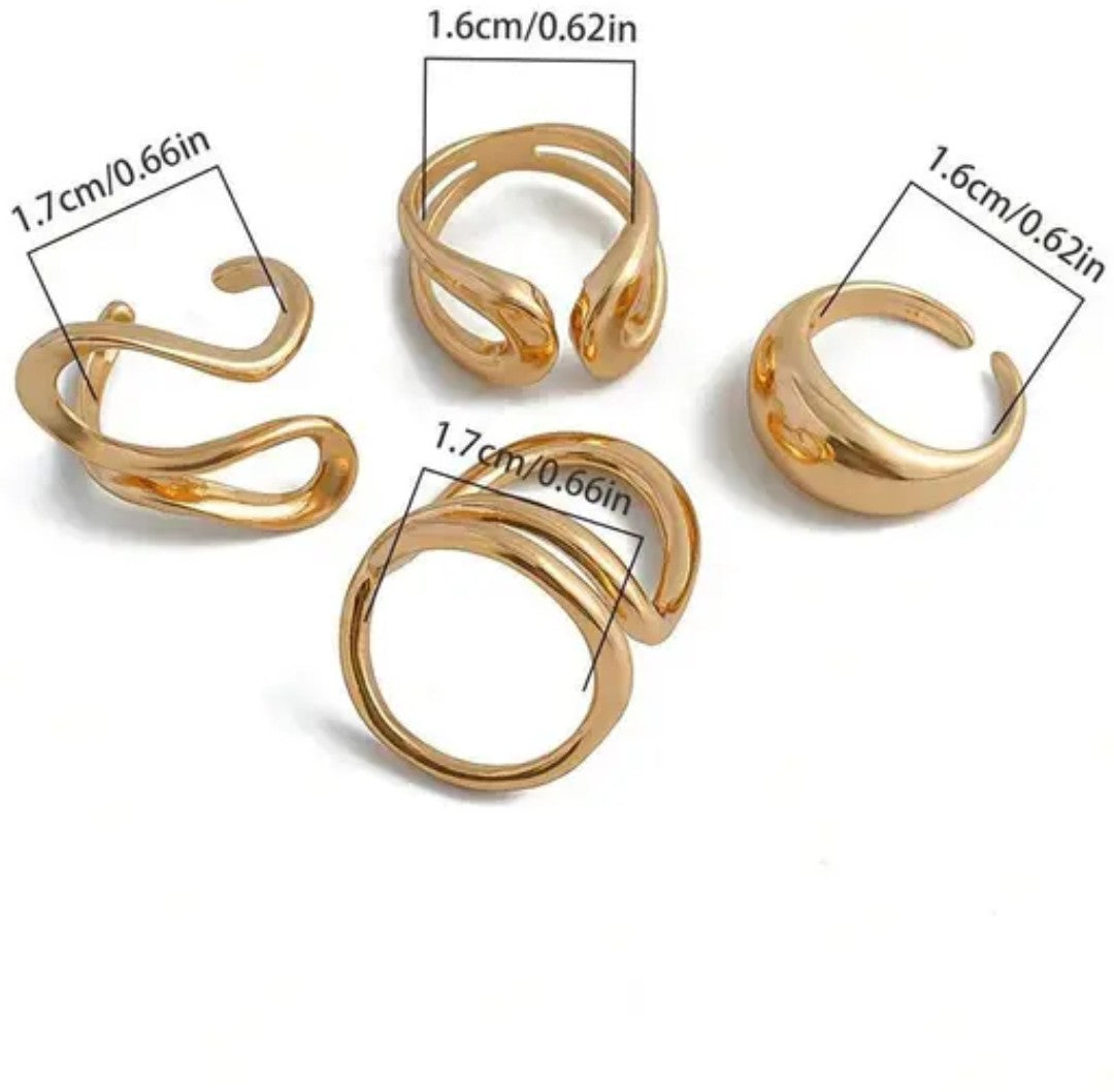Latest Style Gold Plated Set of 4 Midi Finger Rings
