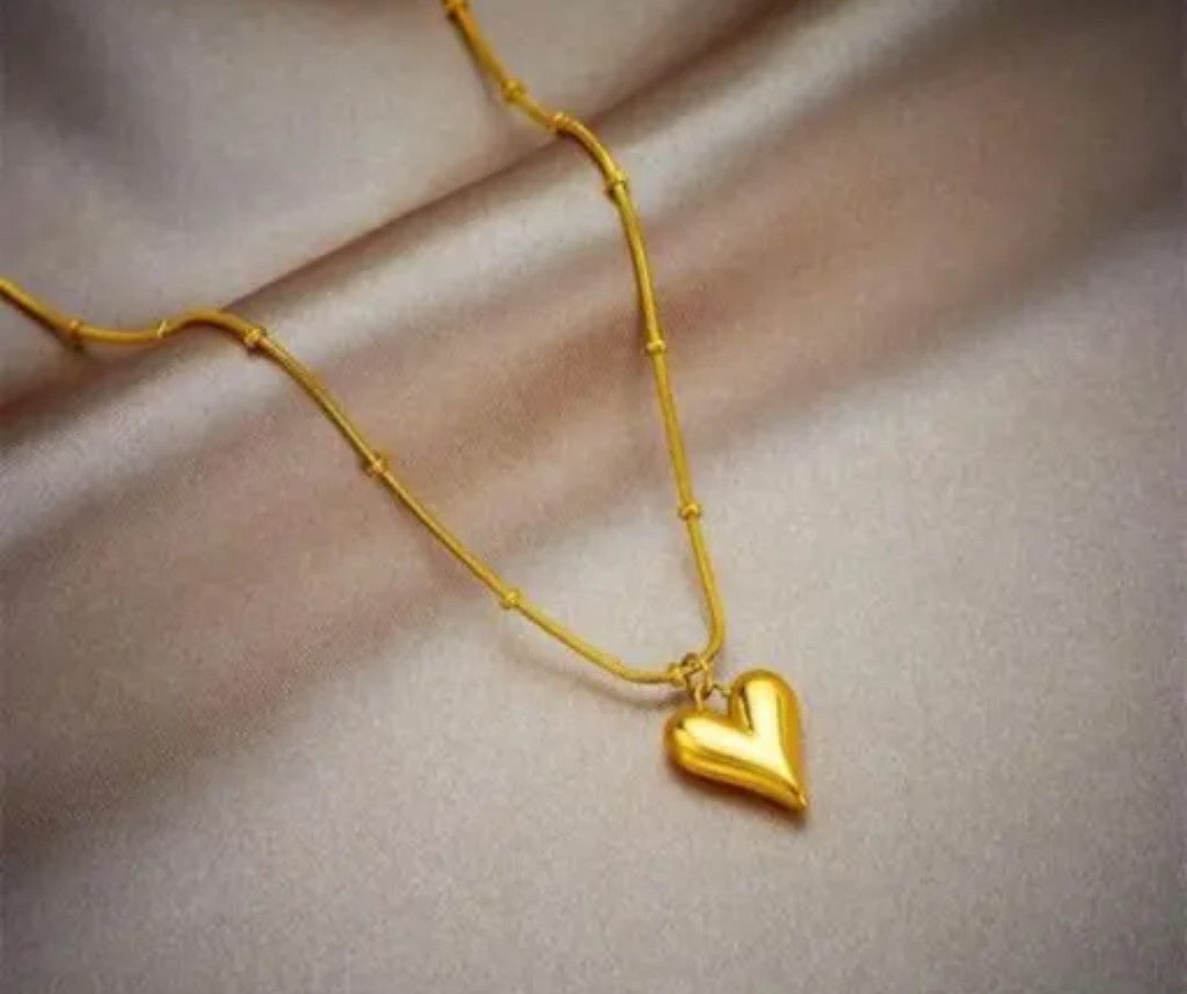 My Heart' Pendant Charm with Chain | Anti-Tarnish, Stainless Steel, Dainty Everyday Valentine's Romantic Heart Shaped Necklace for Women & Girls