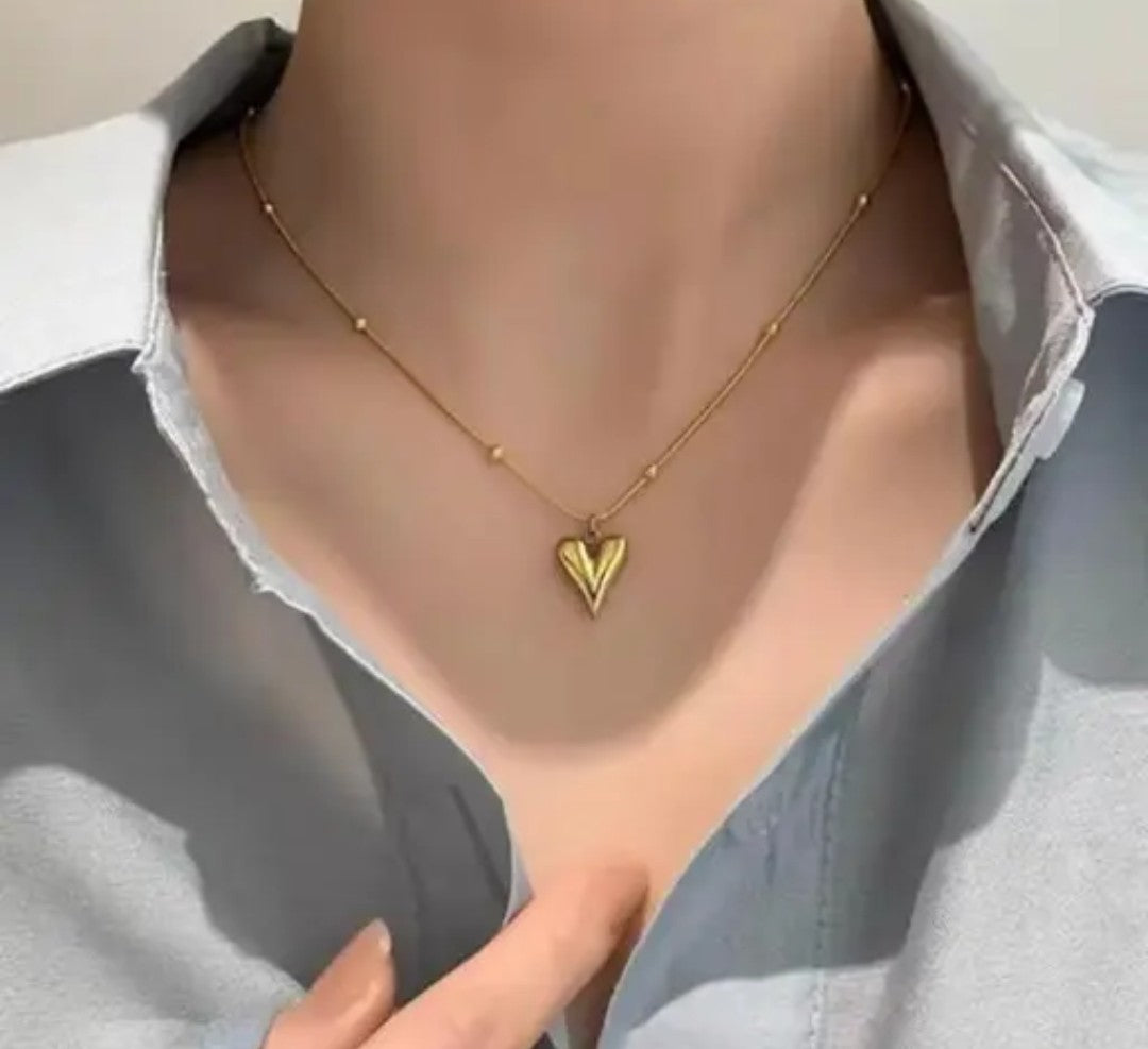 My Heart' Pendant Charm with Chain | Anti-Tarnish, Stainless Steel, Dainty Everyday Valentine's Romantic Heart Shaped Necklace for Women & Girls